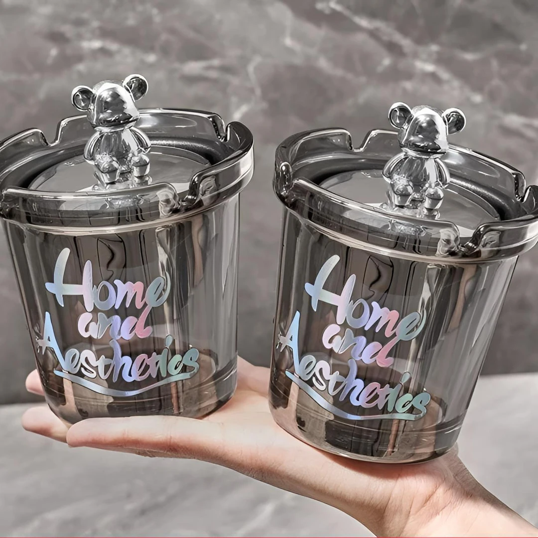 轻奢烟灰缸创意漏斗汽车带盖玻璃烟灰缸客厅办公室个性化烟缸批发