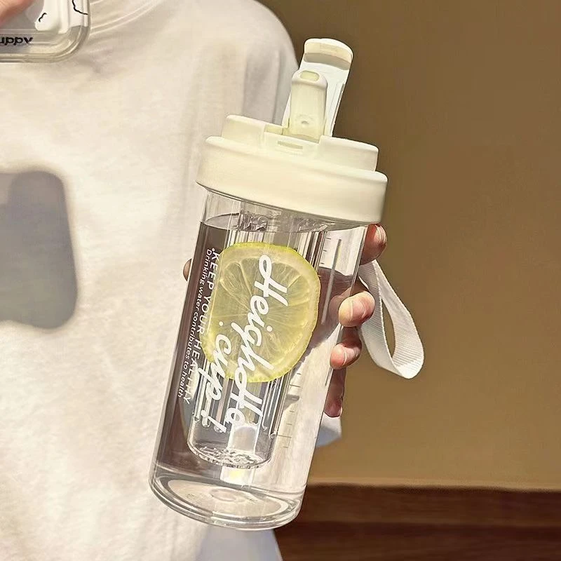 吸管杯学生简约茶杯水杯防摔随手杯便携吸管塑料杯大容量家用杯子