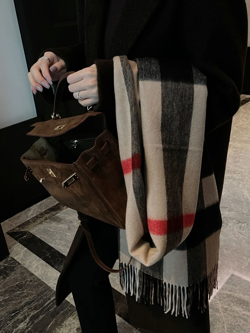 BIG WHITE REMADE条纹格子新款流苏围巾披肩通勤日常围脖DB536