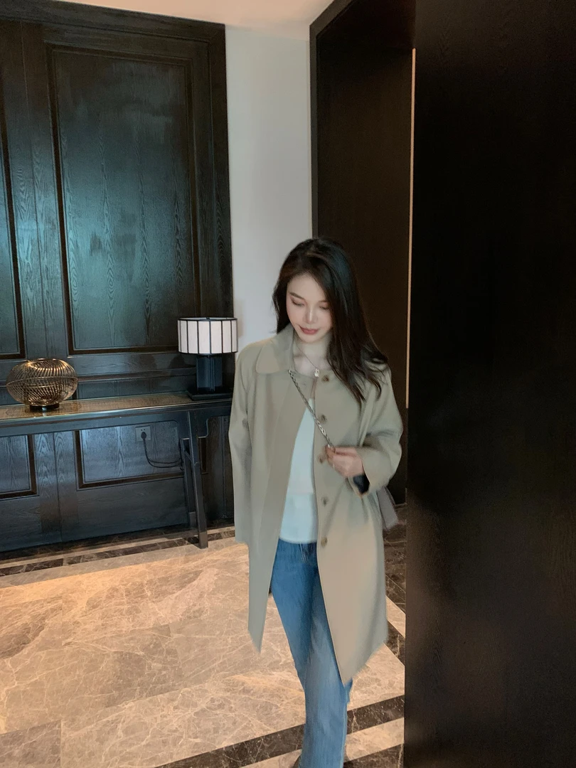 BIG WHITE REMADE“松茶可可”复古英伦风高级感休闲风衣外套DB481