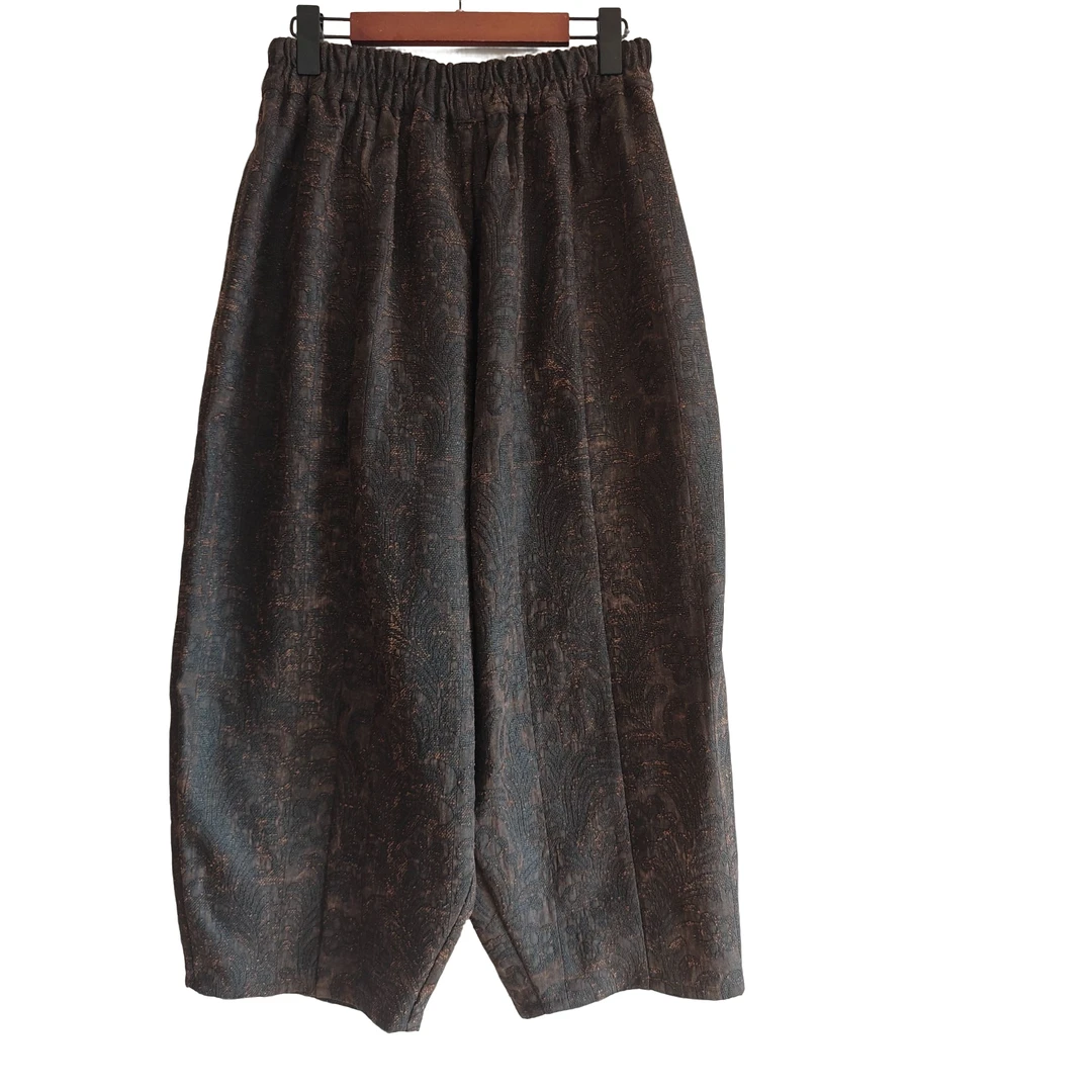 时尚百搭宽松凤尾花柞蚕丝花苞裤，柞蚕丝香云纱工艺，高定手工