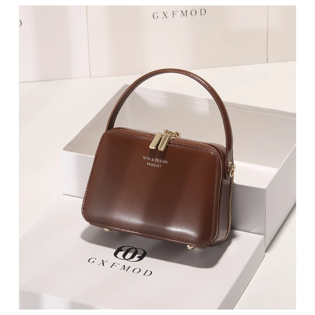 GXFMOD 新品轻奢牛皮小方包2025流行ins复古女包单肩手提斜跨包包