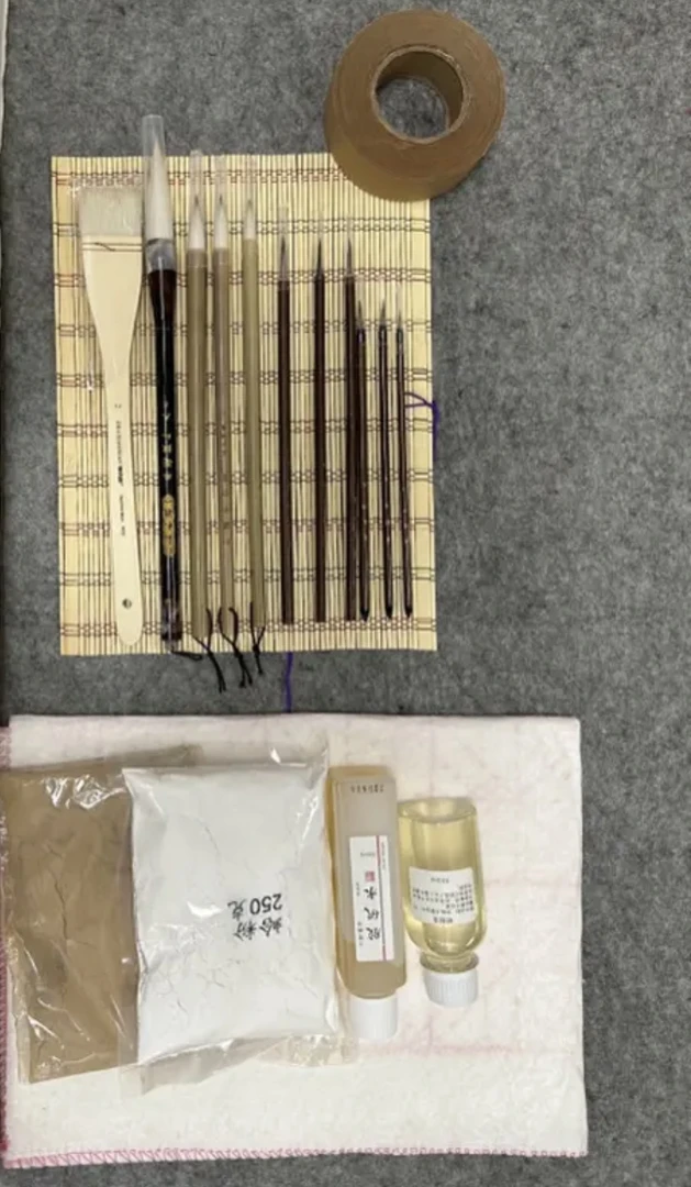 壁画材料包，毛笔工具，矿物质颜料，胶水