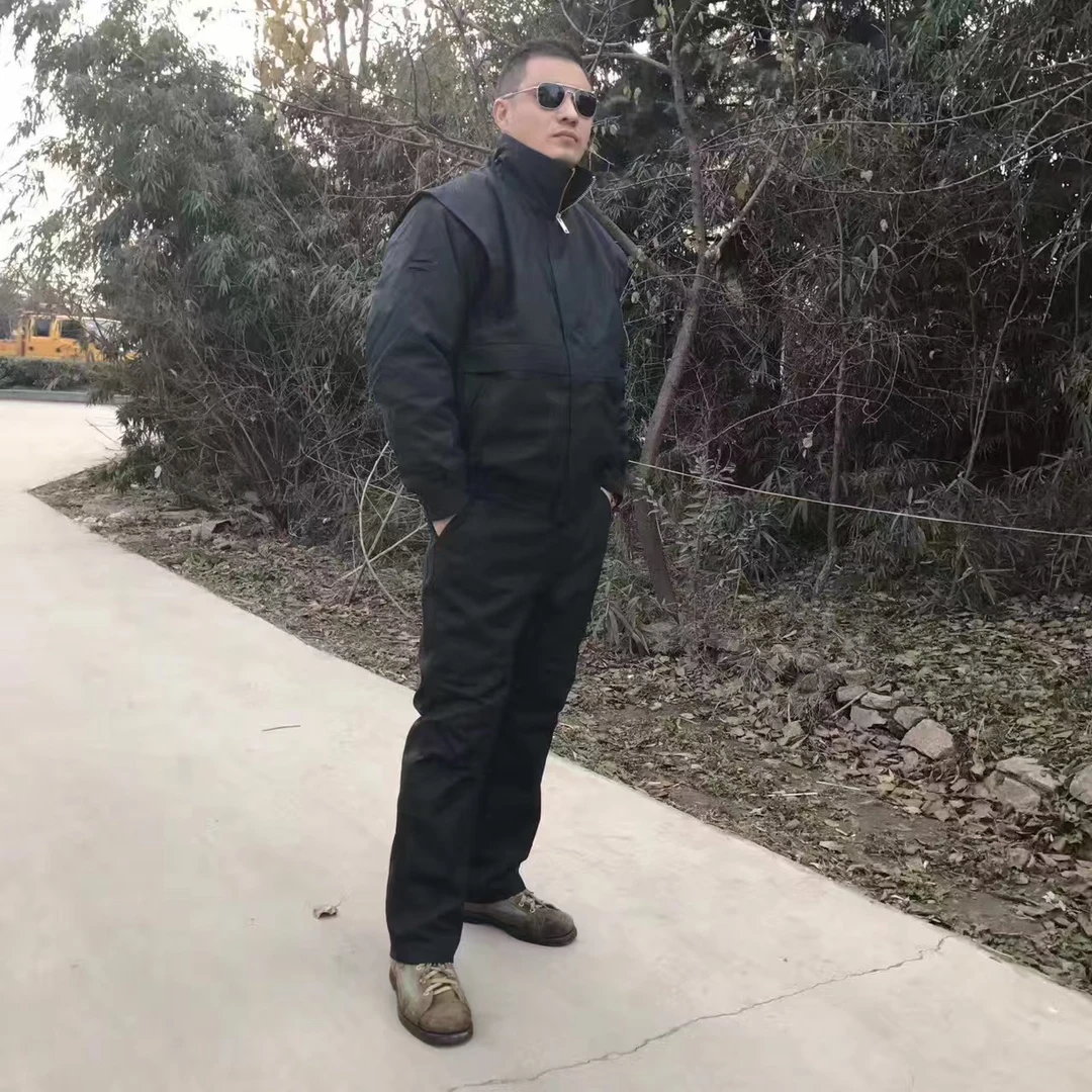 藏蓝色地勤皮服套装寒区保暖套装