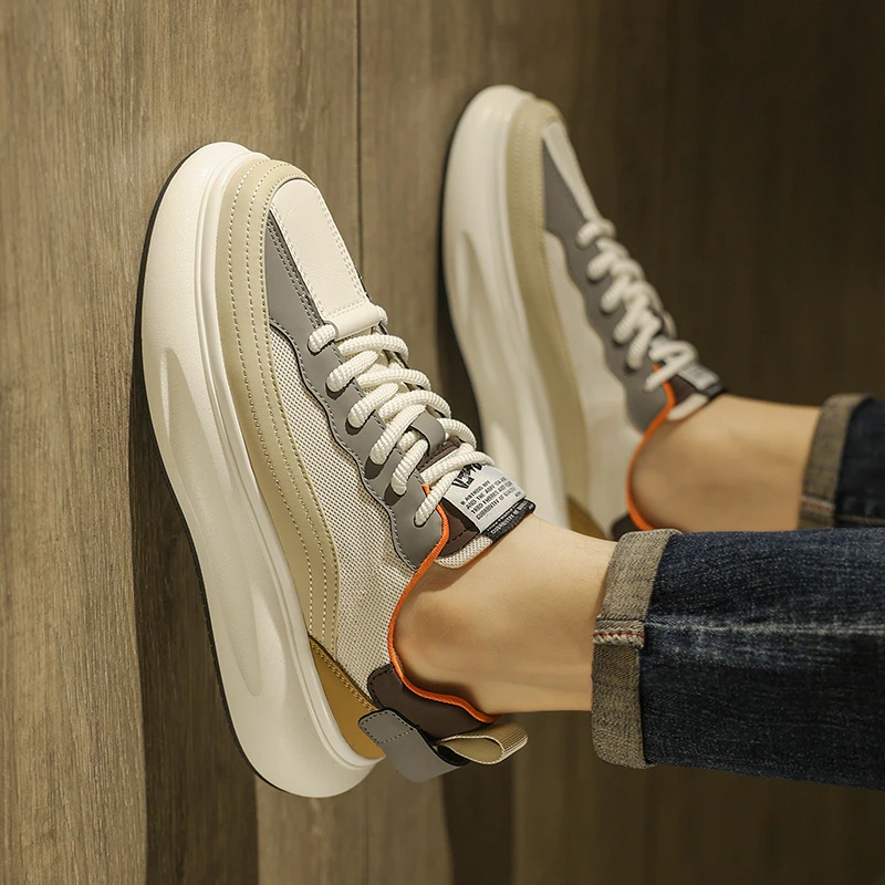 秋季新款男鞋时尚休闲板鞋男款夏季厚底网面潮鞋透气运动男士鞋子