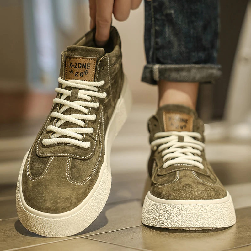 秋冬季男鞋学院风厚底潮流高帮百搭休闲板鞋男款秋季时尚男士潮鞋