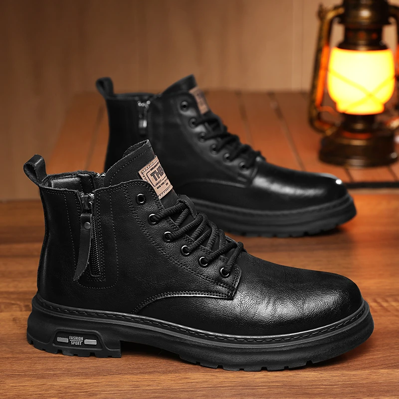 马丁靴男款秋冬季高帮潮鞋子秋季黑色英伦风工装潮流百搭男士短靴
