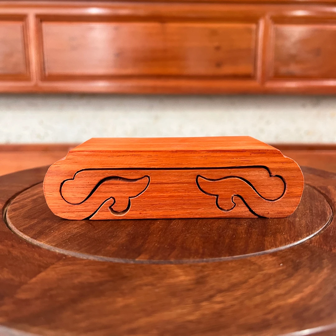 红 HL 木 手工制作祥云二层底座摆件二件套3.0