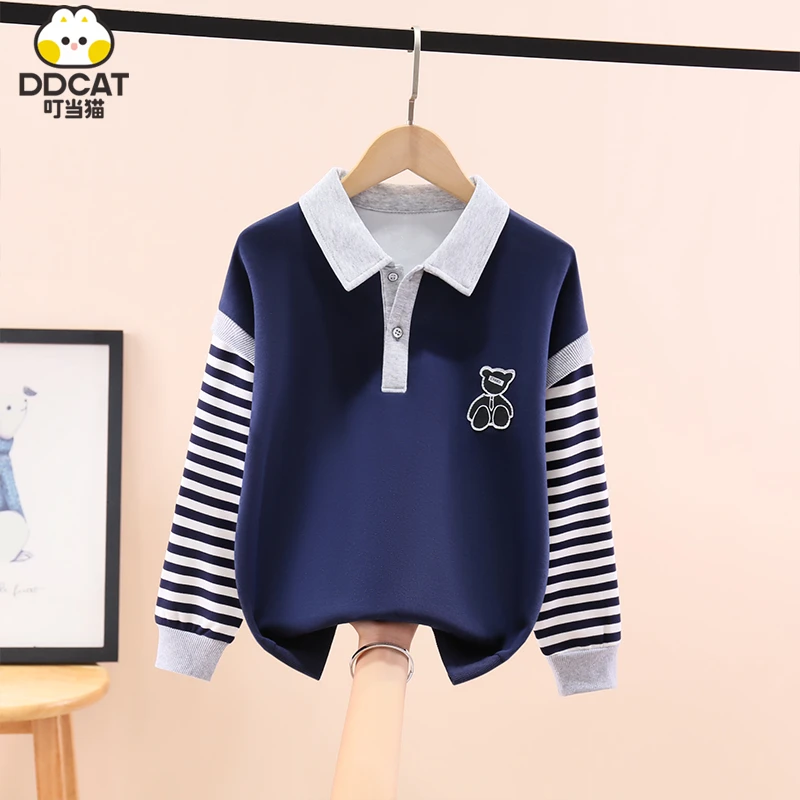 叮当猫男童卫衣春秋装2025新款洋气中大童休闲长袖男孩翻领打底衫