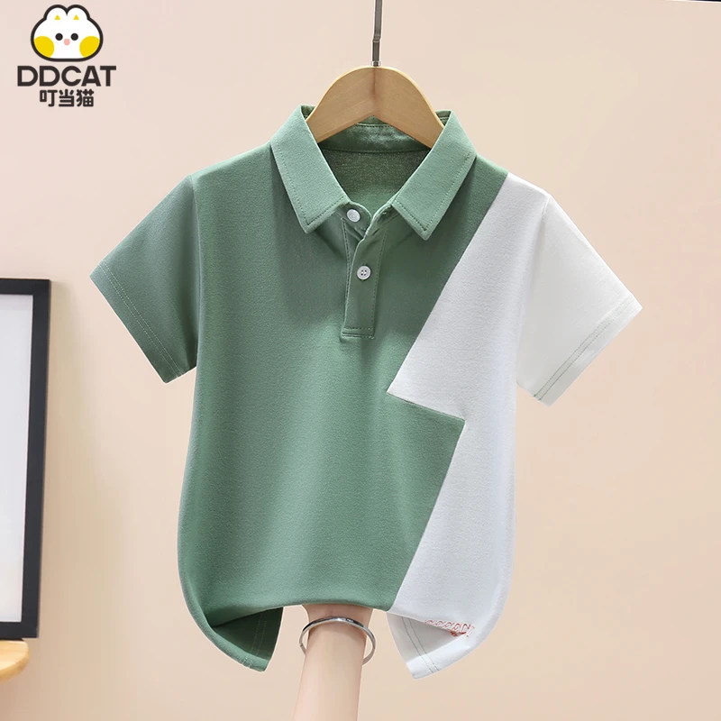 叮当猫男童短袖t恤夏装2024新款洋气中大儿童男孩纯棉POLO衫童装8