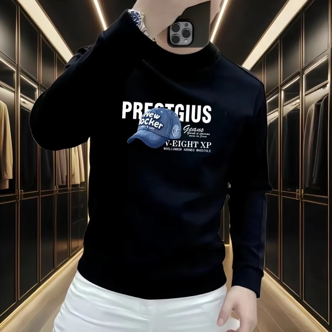 秋冬美式潮牌长袖卫衣男士潮流印花百搭痞帅修身加绒上衣外套