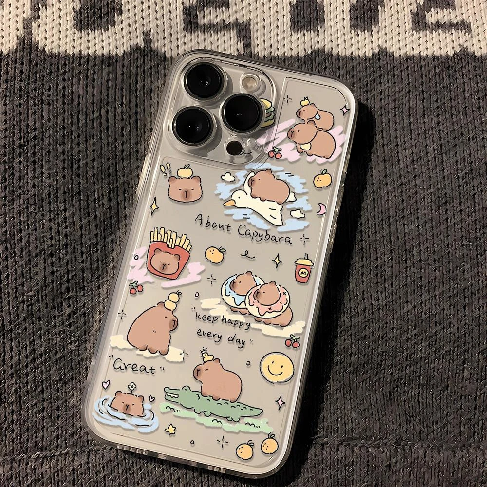 卡皮巴拉日常苹果13/15手机壳iPhone14promax防摔12/11全包xr软8p