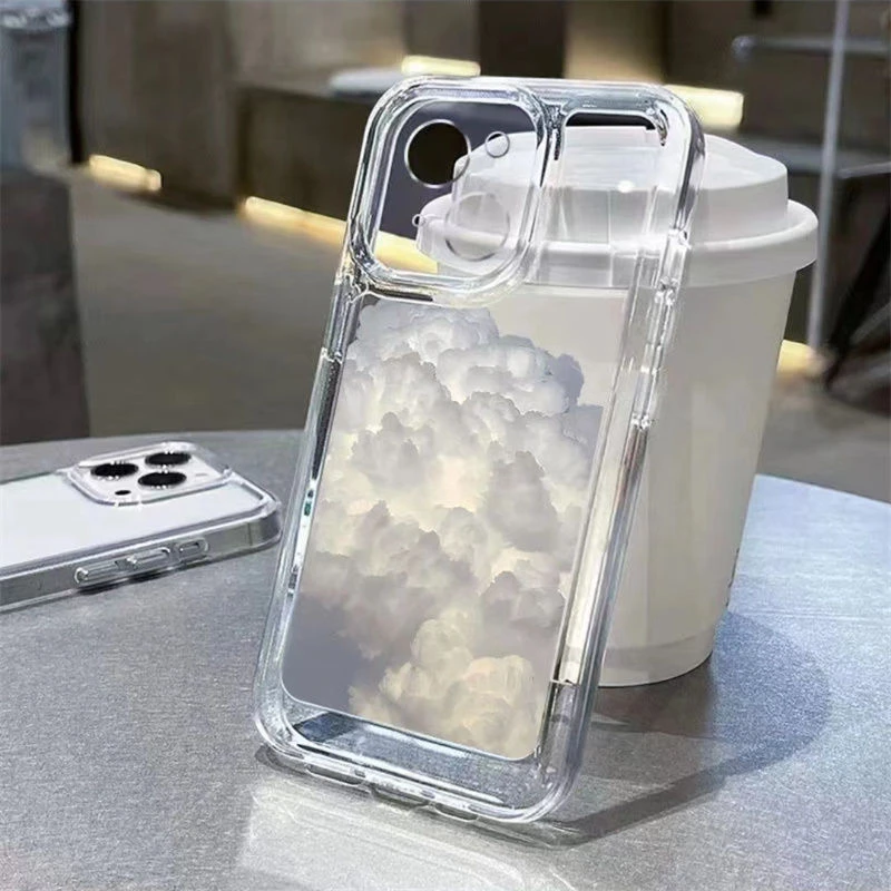 高级白云苹果15手机壳iPhone14promax防摔13/12简约11全包xr软8p7