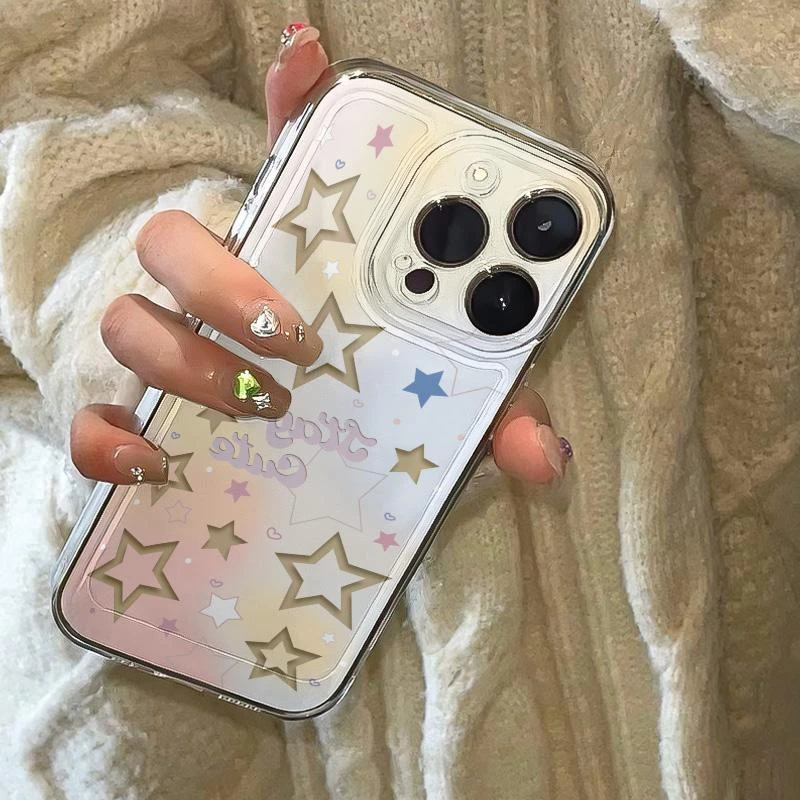 ins简约镂空星星苹果15手机壳iPhone14promax防摔13/12/11全包xr8