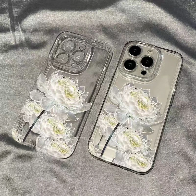 仙气白莲花苹果15手机壳iPhone14promax防摔13/12全包11高级xr软8