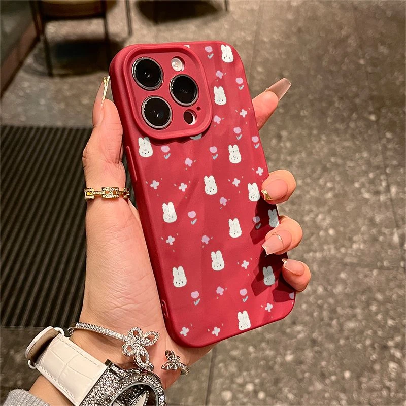 满屏碎花兔子苹果15手机壳iPhone13/14promax防摔12/11全包xr卡通
