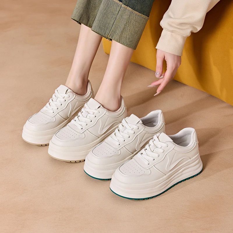 DUSTO/大东时尚休闲鞋2025秋季厚底小白鞋女学生百搭系带女鞋0801