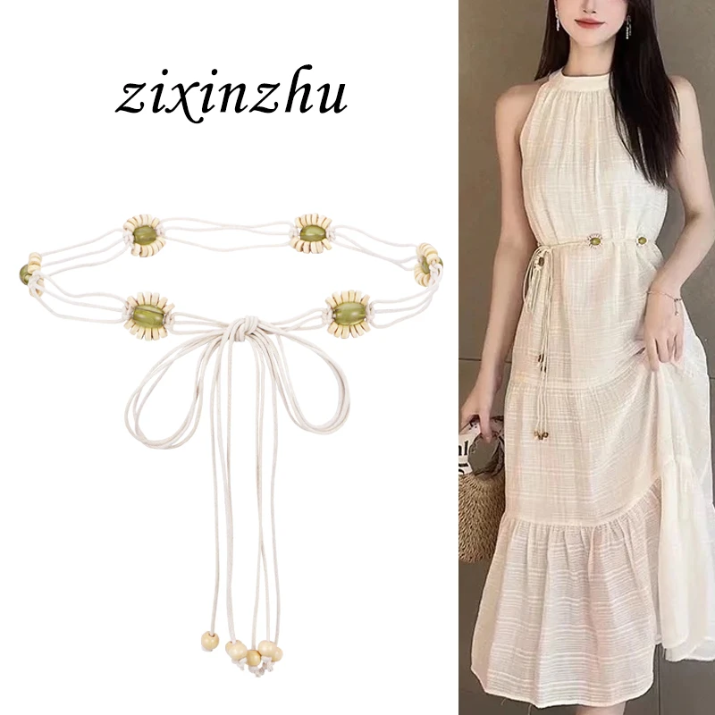 腰绳腰带女波西米亚民族风白色腰链配饰夏季装饰连衣裙子2025新款