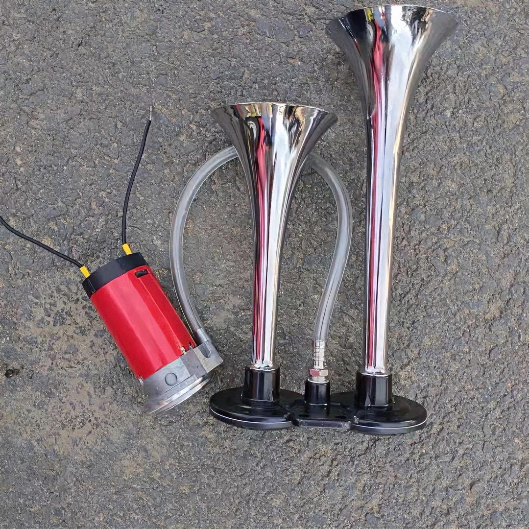 自带气泵白钢气喇叭/正负接电可以发出气喇叭声音