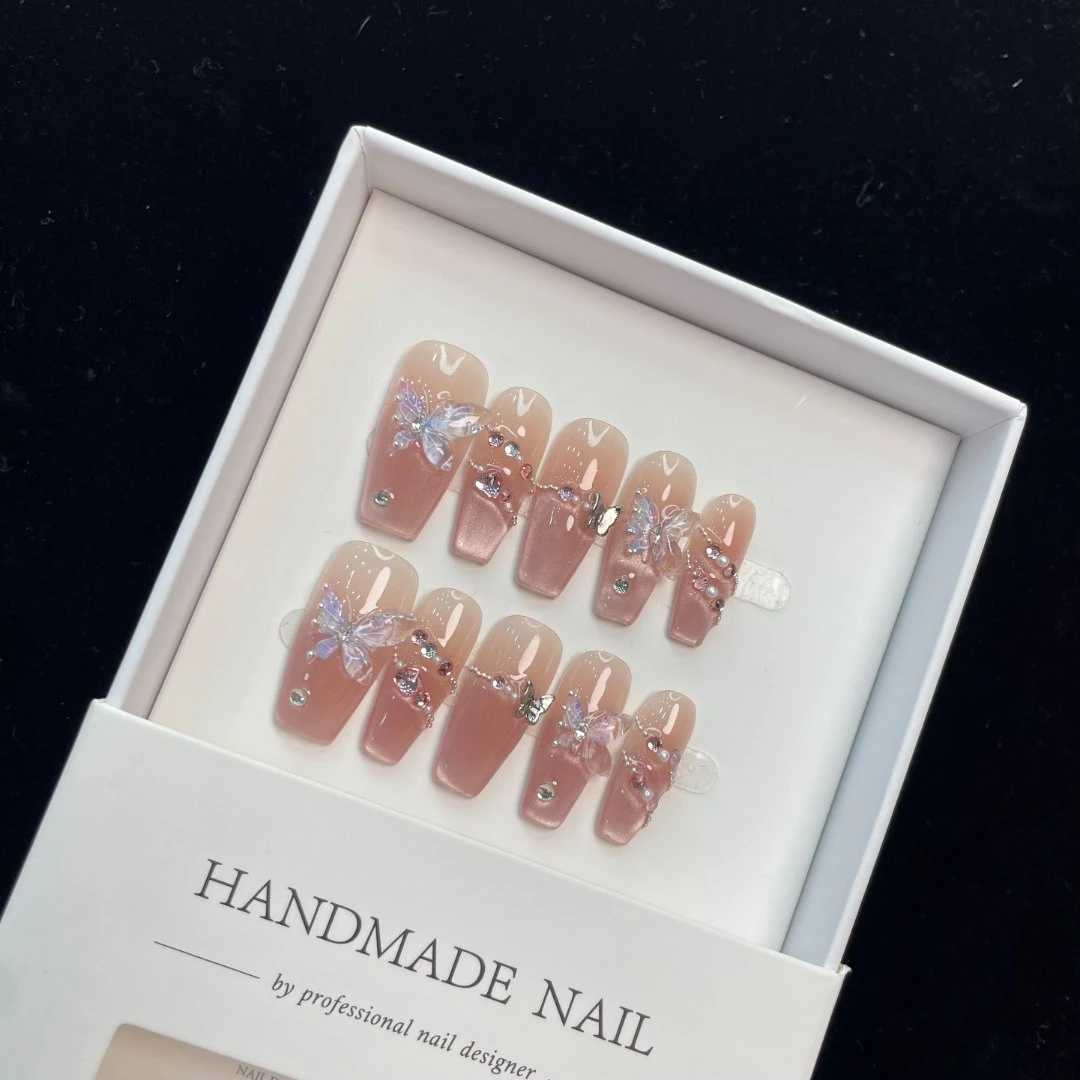 【蝶仙子】纯手工穿戴甲秋冬美甲气质美白显手长贴合赠送五件套