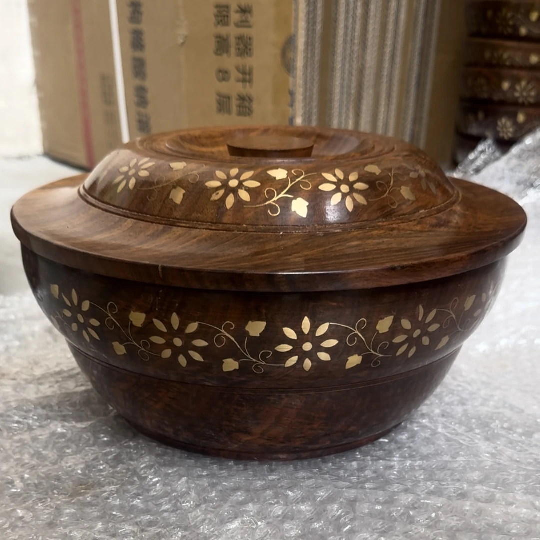印度黄檀实木糌粑盒（不可水洗）藏式糌粑盒