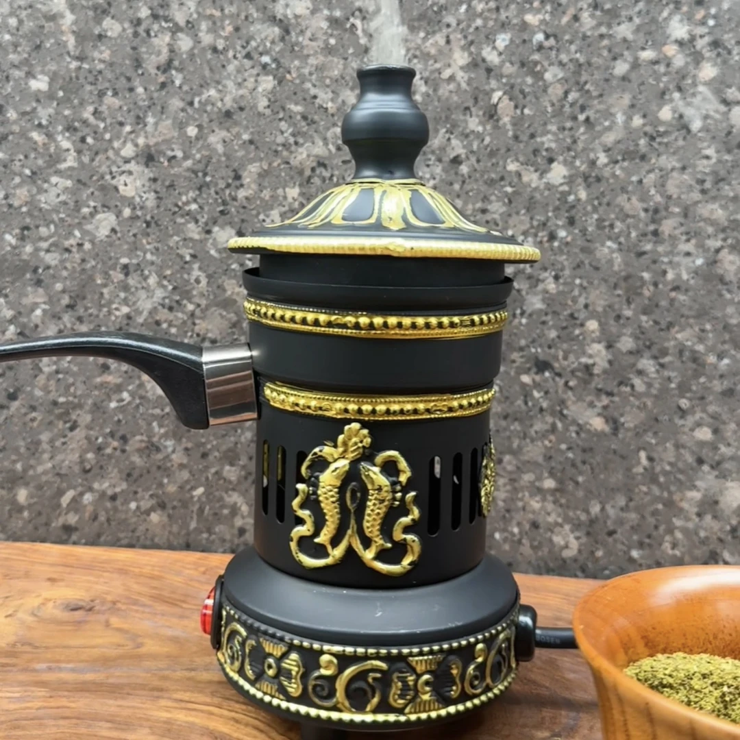 藏式双鱼八宝电香炉插电家用电子电薰香炉用品家里香炉电熏香炉