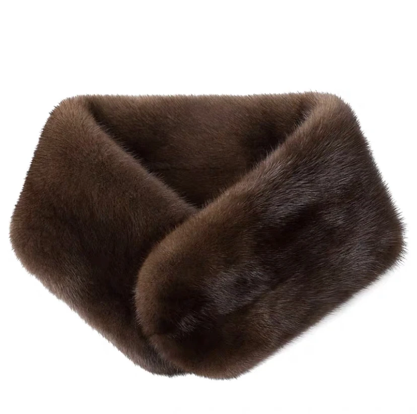 整只水貂皮毛真皮围脖女双面围巾整张皮整貂毛领子加厚脖套秋冬季