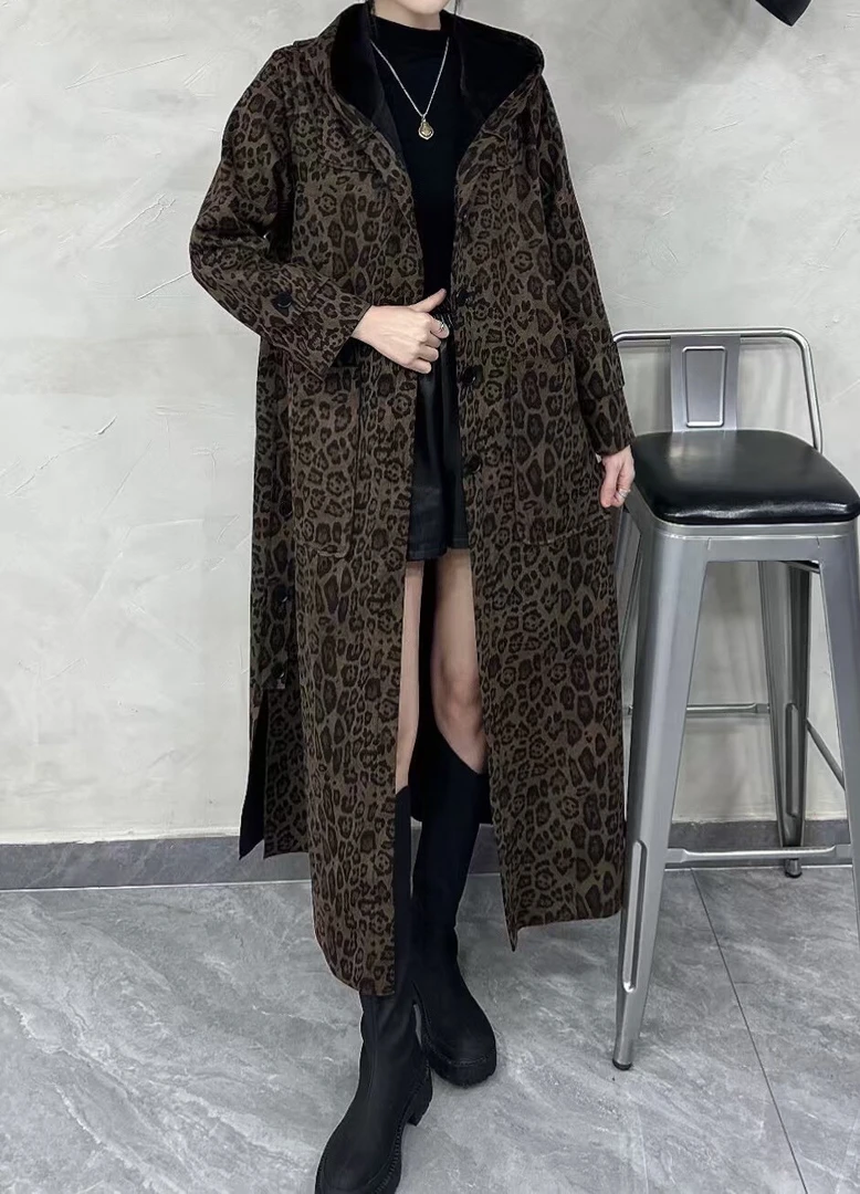 豹纹加绒大衣 大码穿到190斤