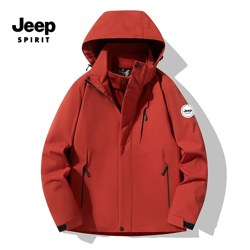 JEEPSPIRIT新款秋季情侣款冲锋衣三合一可拆卸两件套外套