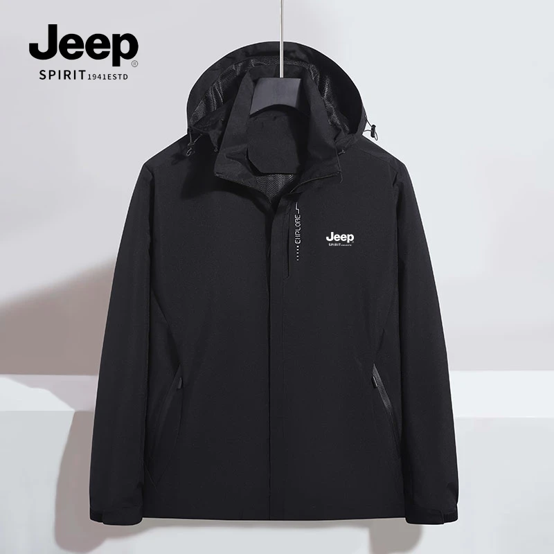 JEEPSPIRIT吉普外套春秋款情侣户外登山旅游防风防水软壳夹克