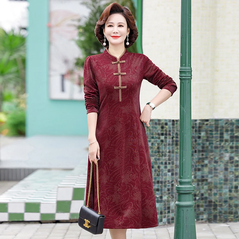 2024春季新款妈妈装喜宴连衣裙气质中老年人女装阔太太长裙婚礼服