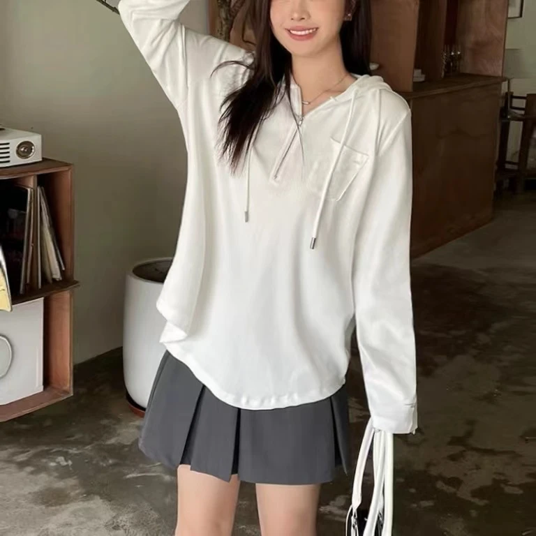 设计师款半拉链打底衫显瘦长袖时尚休闲设计感LRJ001