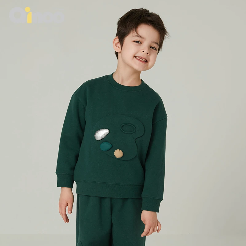 Qimoo/淇木23冬季新款儿童休闲长袖运动圆领卫衣套头衫QMT4TP309C