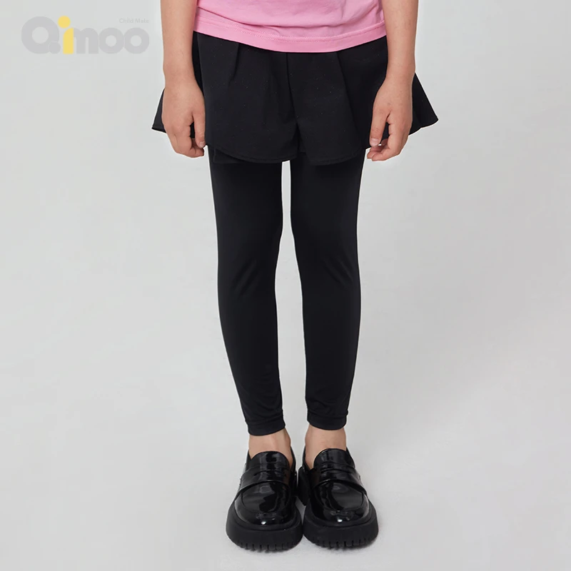 Qimoo/淇木24年春季新款女童洋气韩版透气假两件打底裤QCL1KC308C