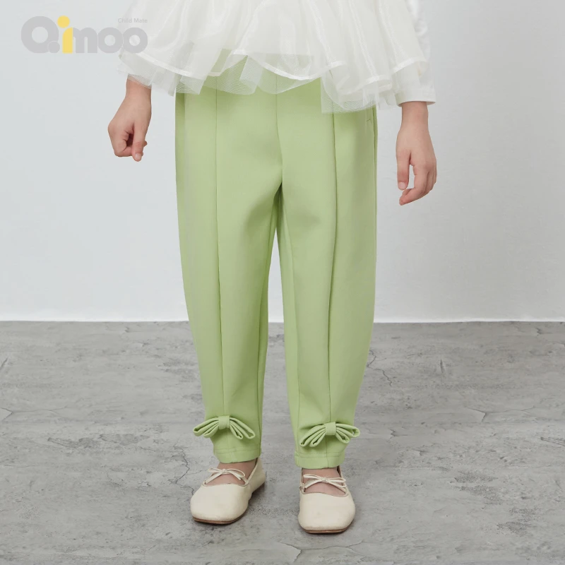 Qimoo/淇木24春季新款儿童直筒宽松蝴蝶结长裤QCL1KC207B
