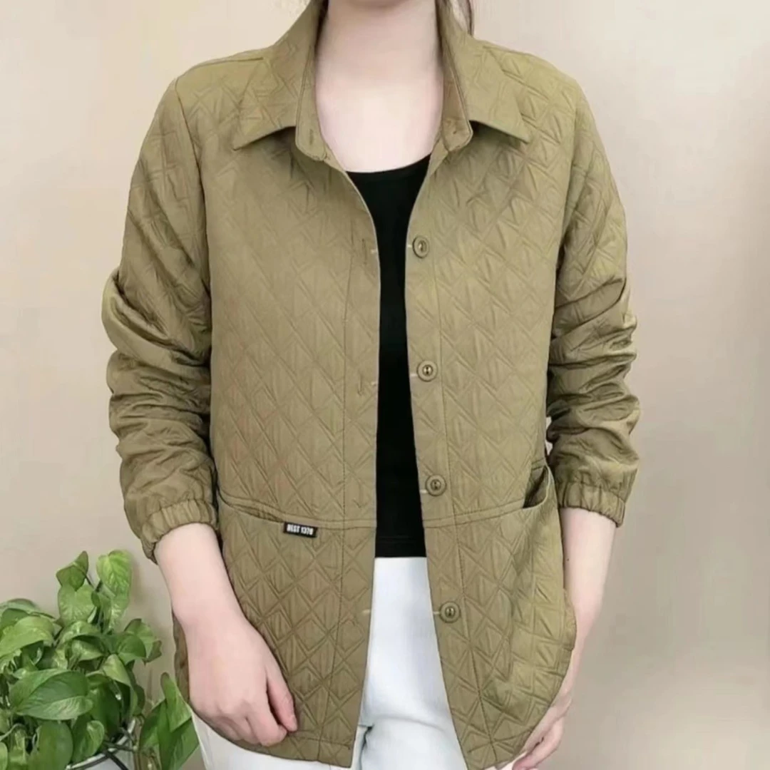 2025新款春秋款纯色提花韩版外套大码长袖休闲时尚百搭翻领夹克