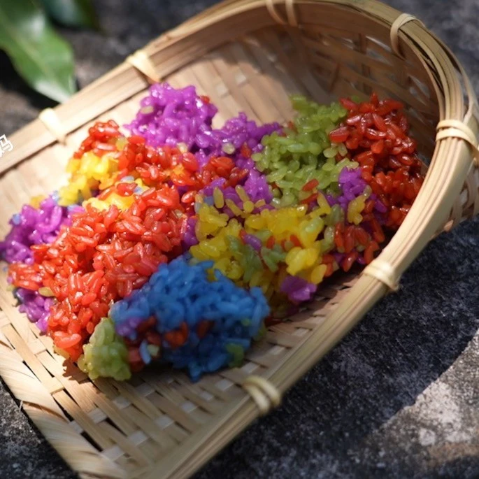 五色花米饭云南特色手工植物染色无添加壮族三月三彩色糯米饭500g