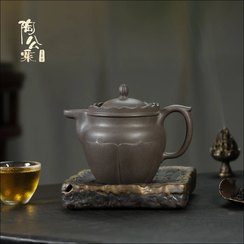 陶公粟【陶公粟】原矿天青《僧帽》340cc章手制紫砂茶壶大容量茶具