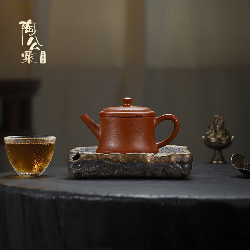 陶公粟原矿小煤窑朱泥粗砂《儒士》90cc手制精美紫砂壶