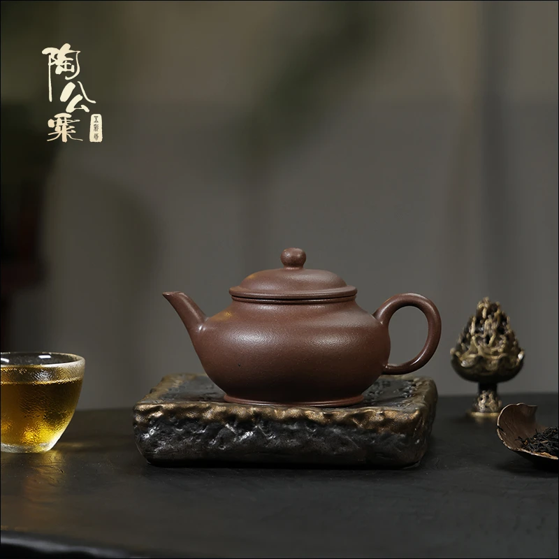 陶公粟原矿四号井底槽青《孟臣执壶》200cc辛手工制精美紫砂壶