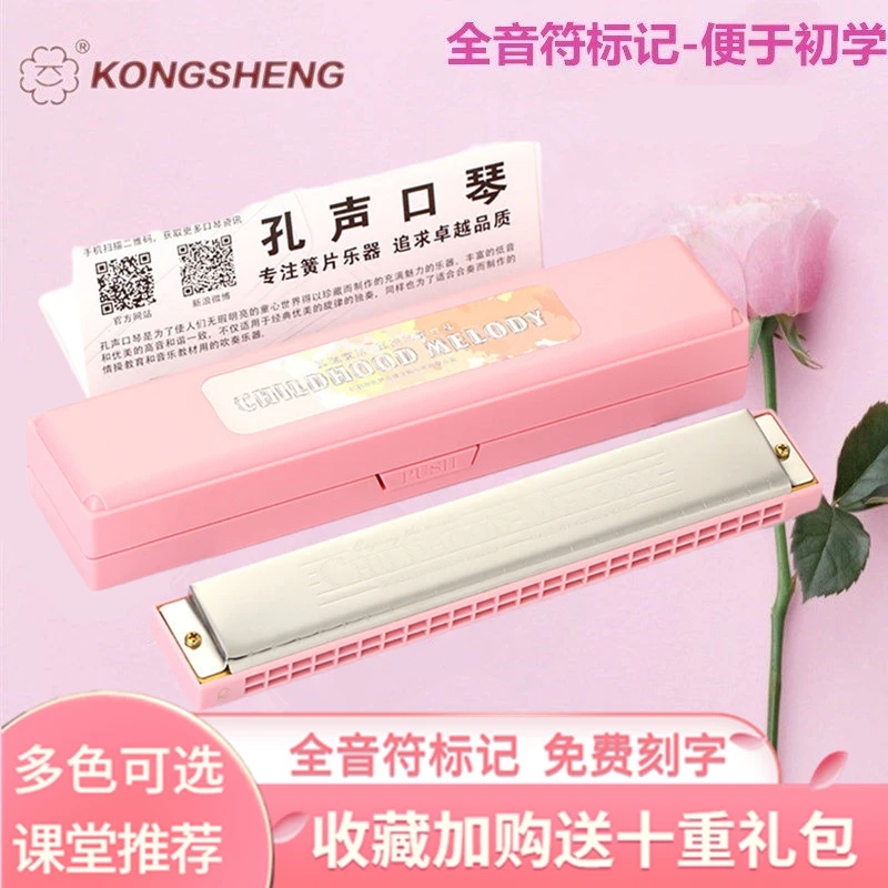 孔声正品24孔复音c调口琴儿童男/女生初学者入门学生带音符口风琴