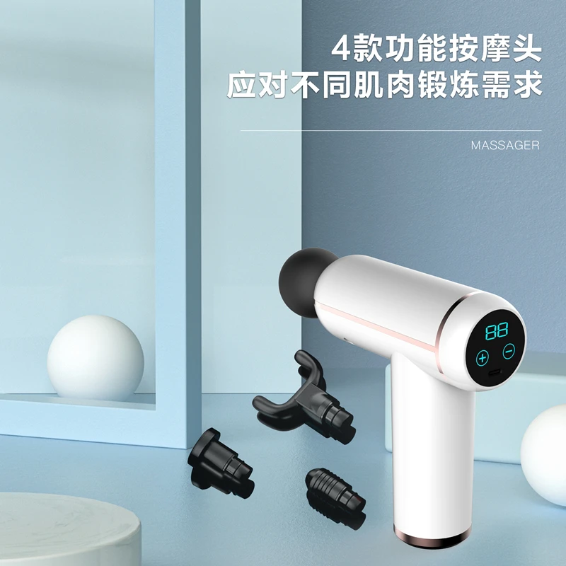 迷你筋膜枪家用肩颈肌肉放松按摩器小型健身电动按摩枪液晶省钱风