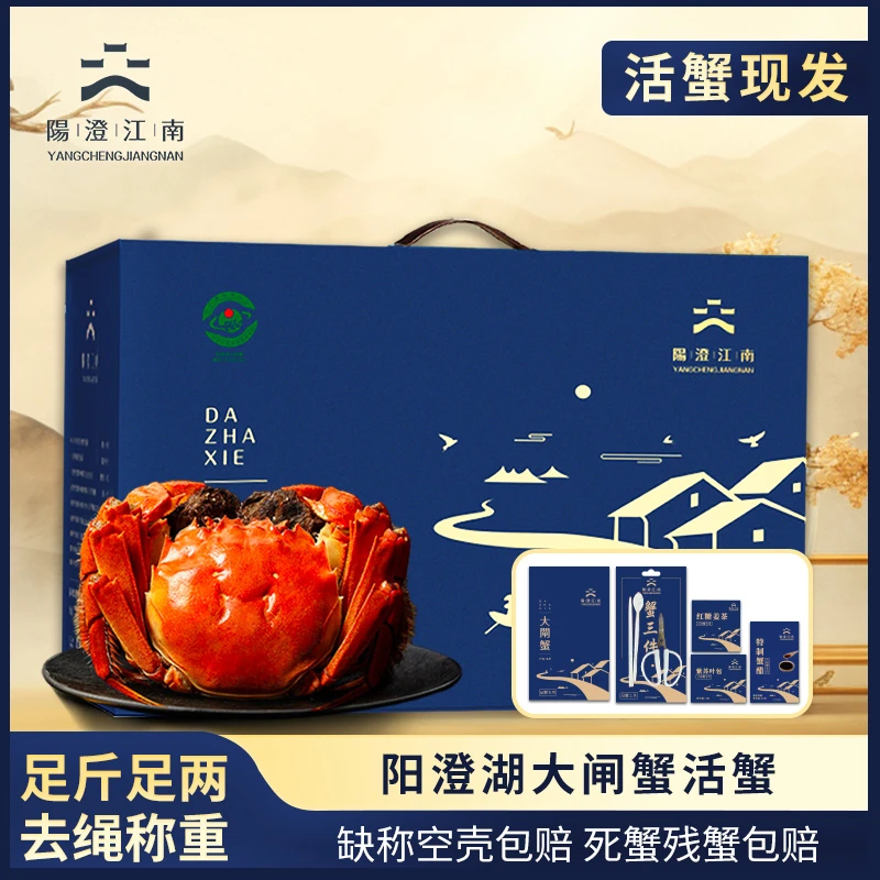 【活蟹】阳澄江南阳澄湖大闸蟹塘蟹 公蟹4.5两+母蟹3.5两4/5对装DLG