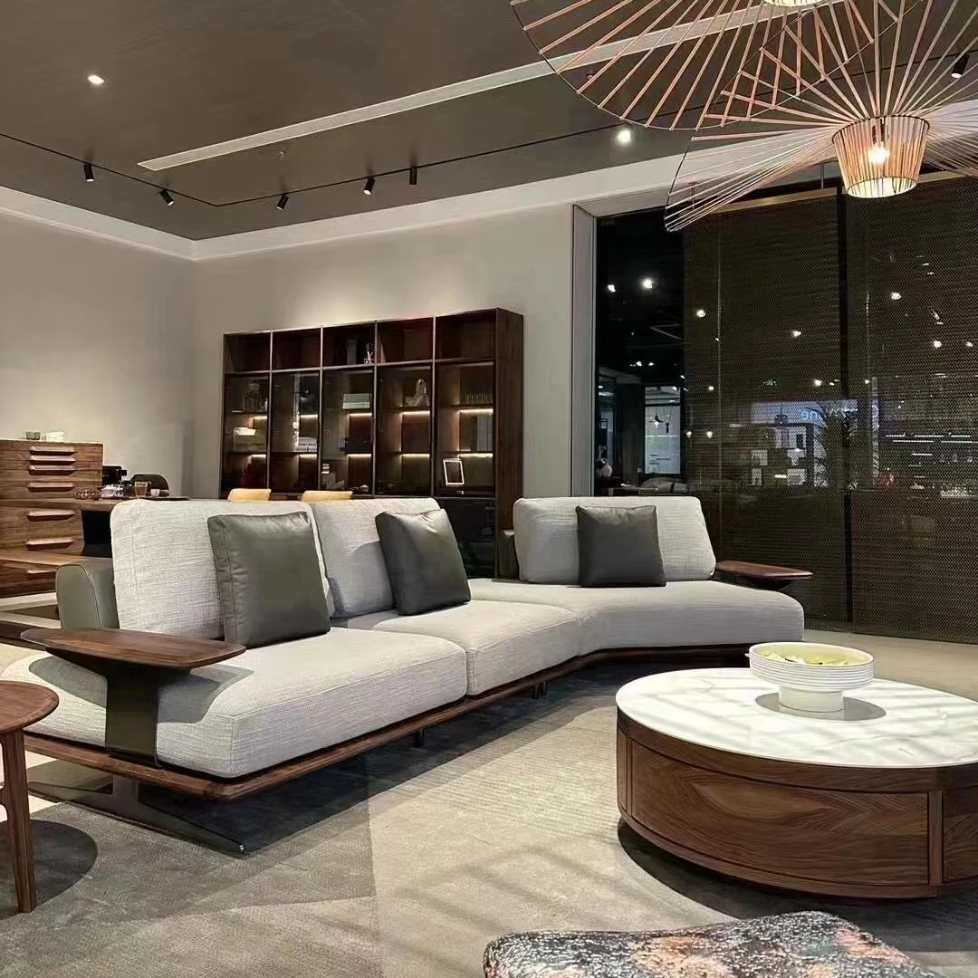 新中式家用客厅沙发实木新款黑胡桃木高端轻奢定制直排办公室家具