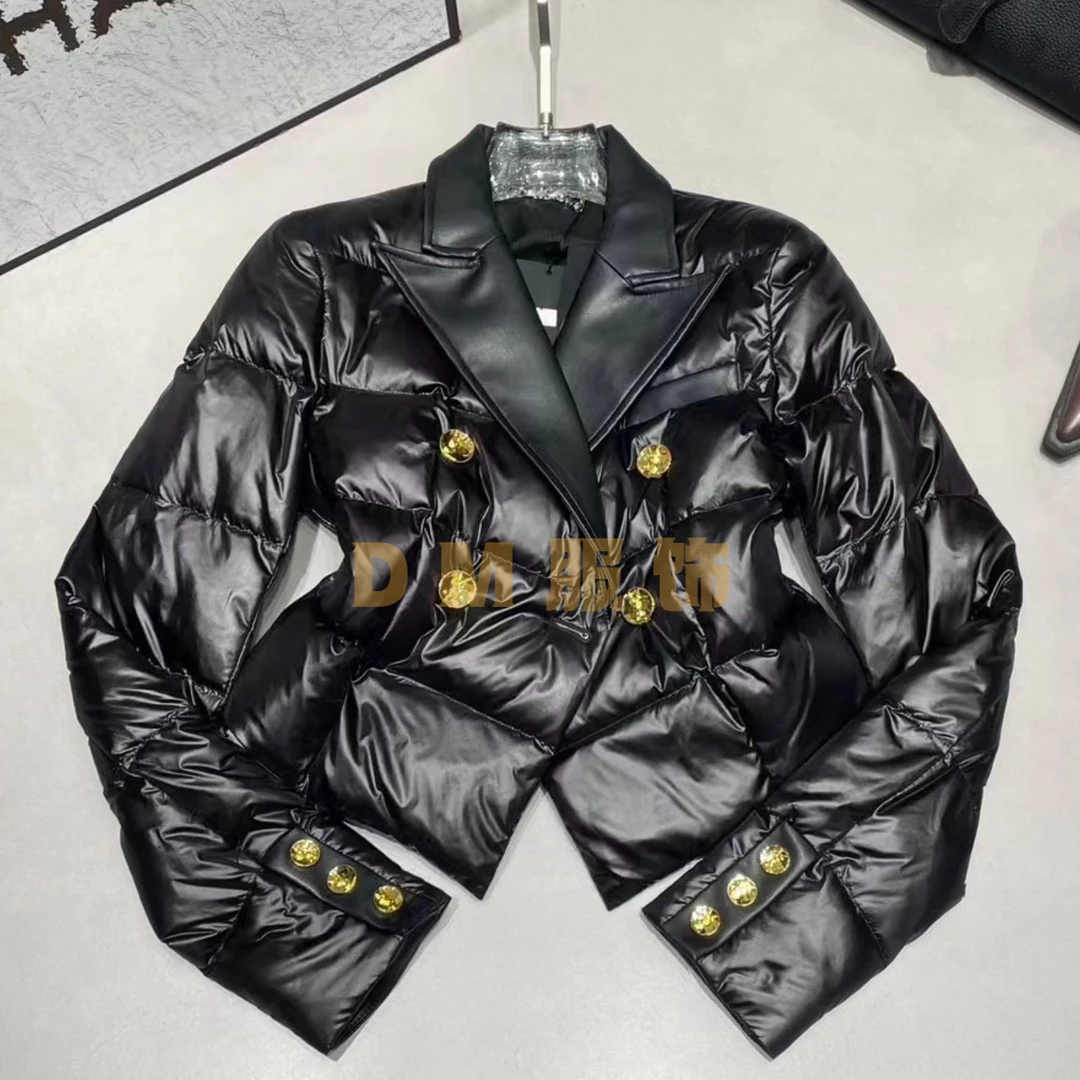 【D.M】订制款气质时尚皮翻领羽绒服1676