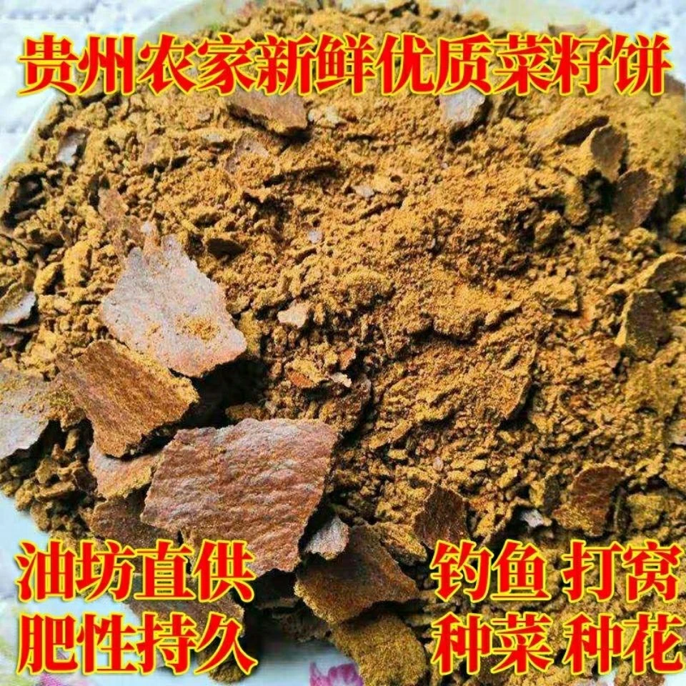 贵州农家菜籽饼钓鱼打窝摘花种树新鲜有机肥油菜籽钓鱼饵料500克