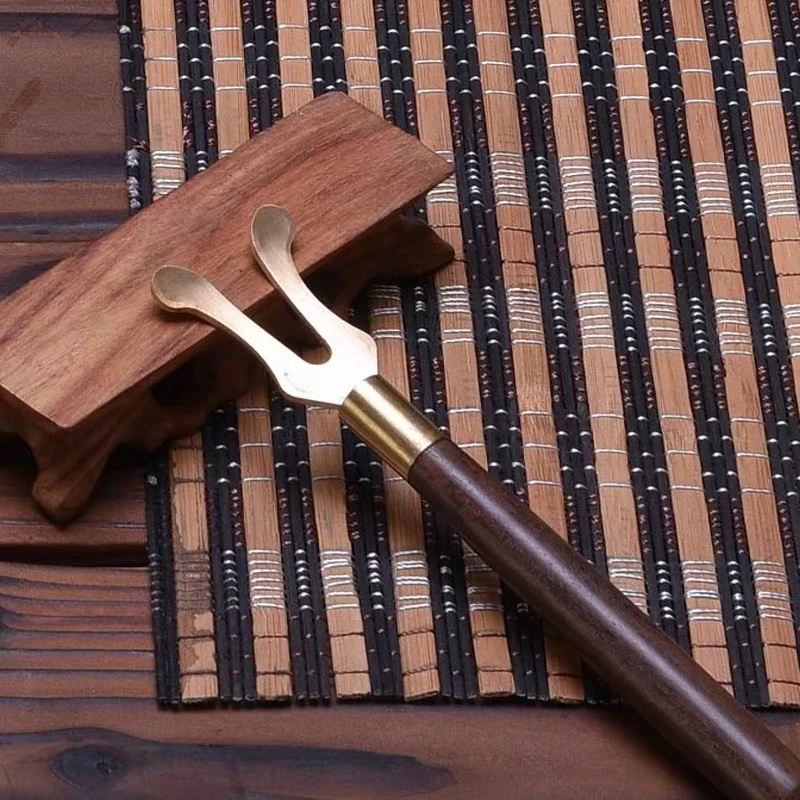 纯铜壶叉黑檀日本铁壶银壶专用壶叉铁壶夹壶盖叉铜壶夹壶盖起茶道