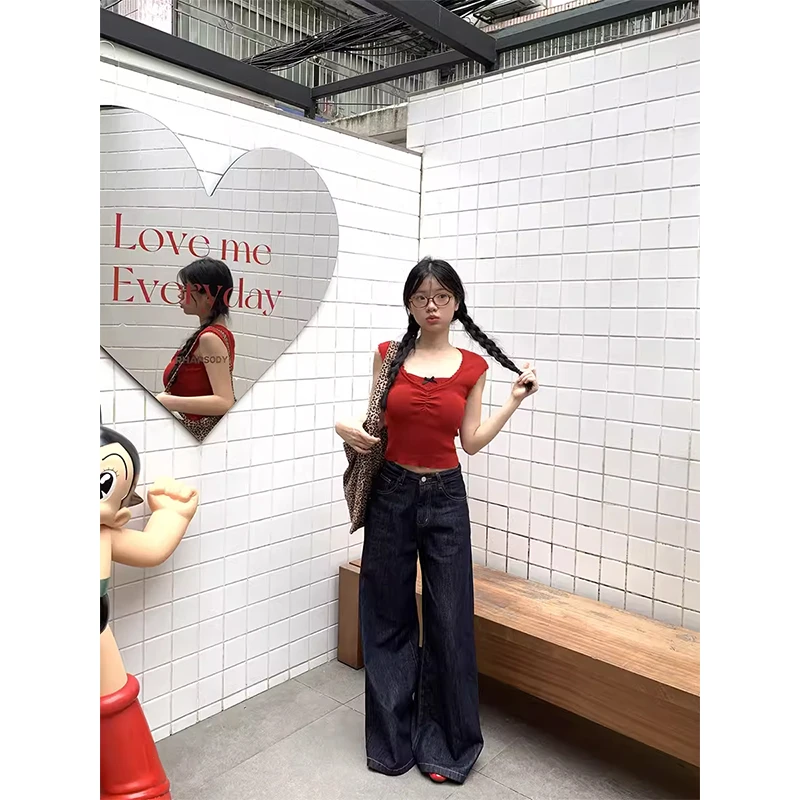 【HRG】2024年夏季新款潮流休闲小众设计感牛仔裤71136#