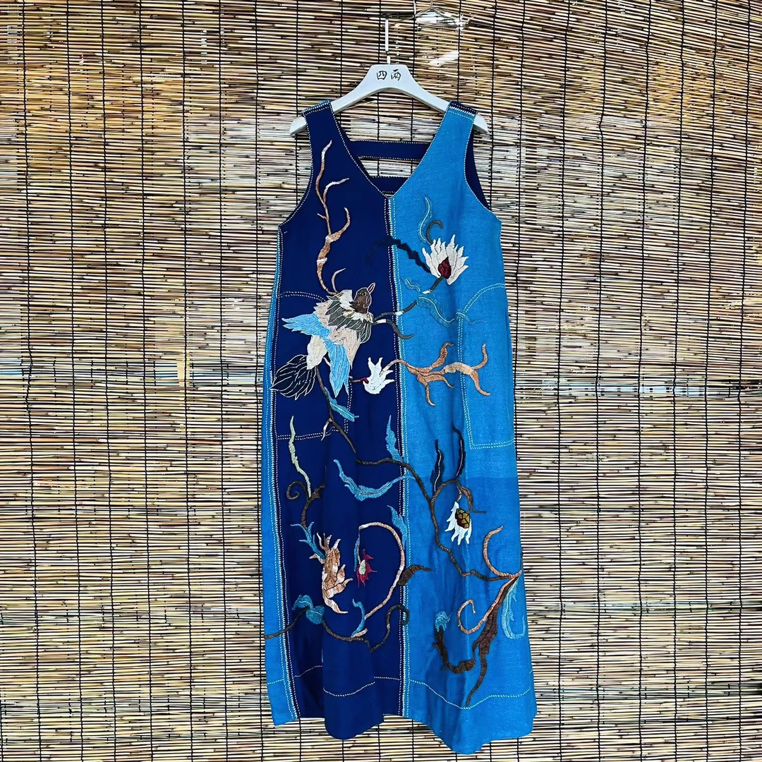 四两个性潮流时尚百搭泰国手工织布一针一线设计款袍子连衣裙