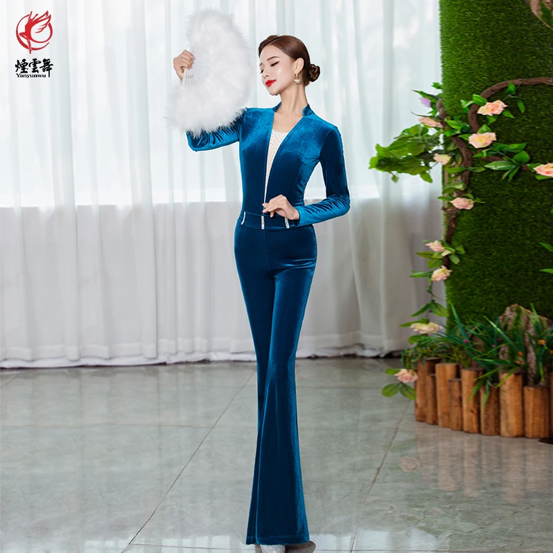 优雅时尚丝绒形体服修身显瘦健身瑜伽练功服秋冬长袖XTS060-5
